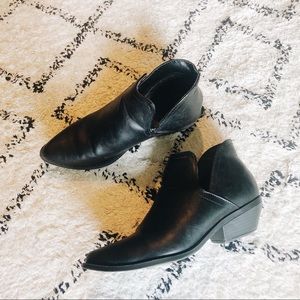 SOLD. Buckle Black Heeled Ankle Boots